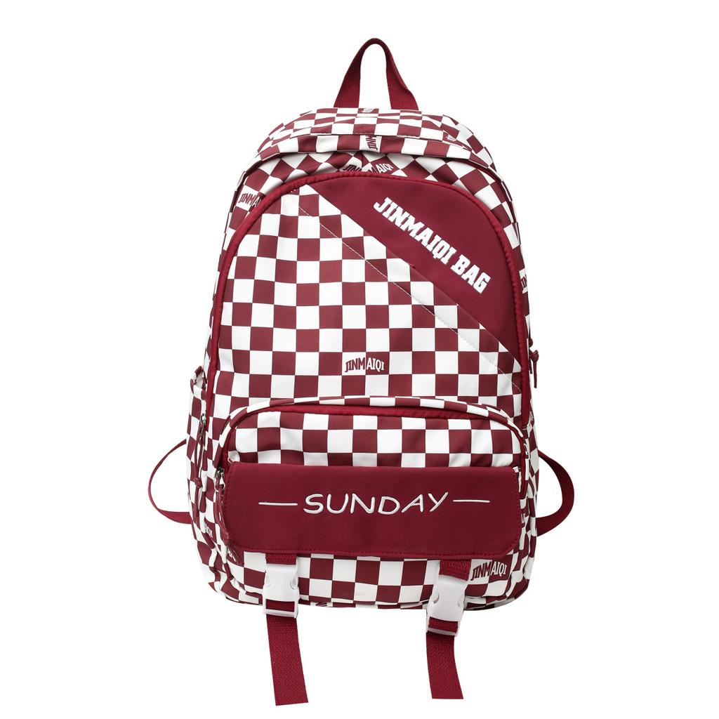 Korean version backpack checkerboard junior and high school students make-up schoolbag large capacity lightweight leisure outdoor travel backpack