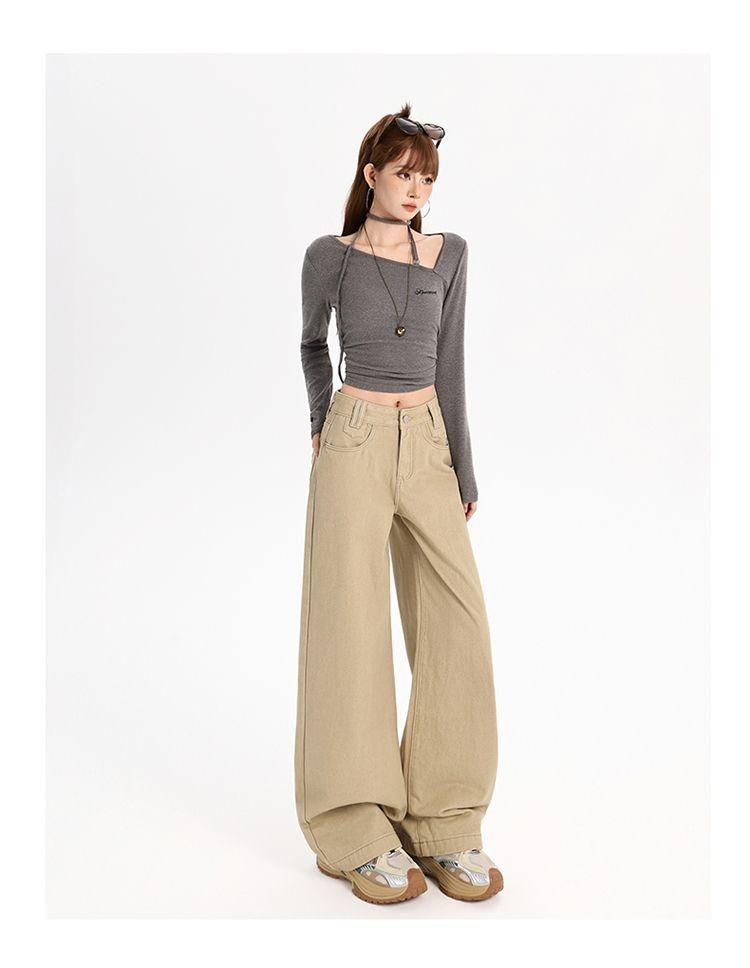 Ge Di Jie Mei De La Ka Qi Color Loose Hanging Wide Leg Jeans Women's New Style