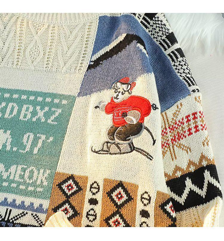 Men's Winter Plus Velvet Thick Knit Hong Kong Style Christmas Sweater - Loose Trendy Design for Couples