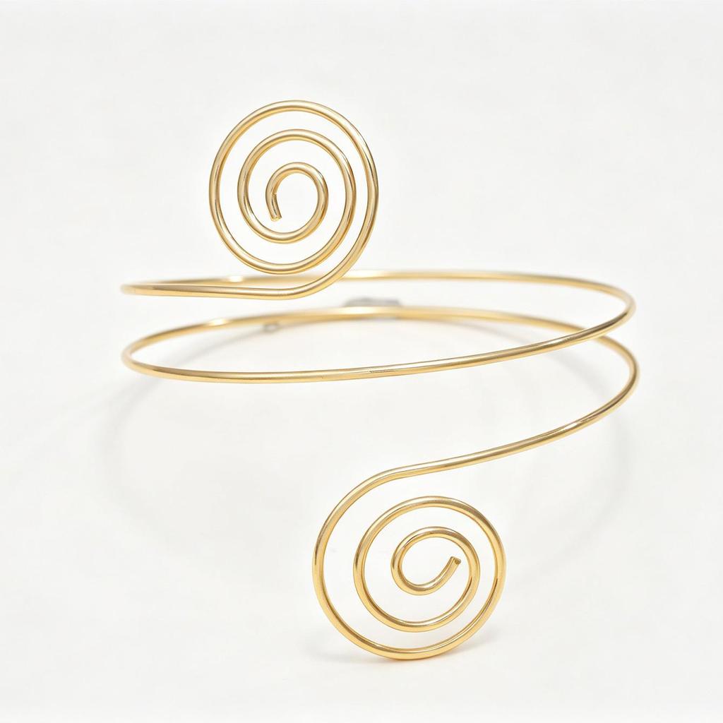 Fashionable Adjustable Spiral Metal Arm Ring for Women