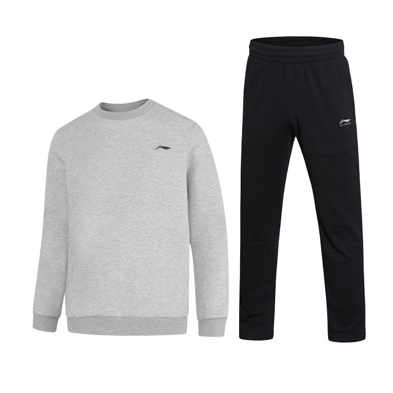 

Li-Ning Удобное Универсальное Худи И Спортивные Штаны Прямого Кроя Повседневный Спортивный Костюм Мужской свитшот и брюки AWDVE41-2+AKLUC03-1 S