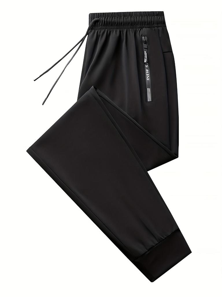 Men's European Size Summer Ice Silk Nylon Quick-Dry Breathable Elastic Pants