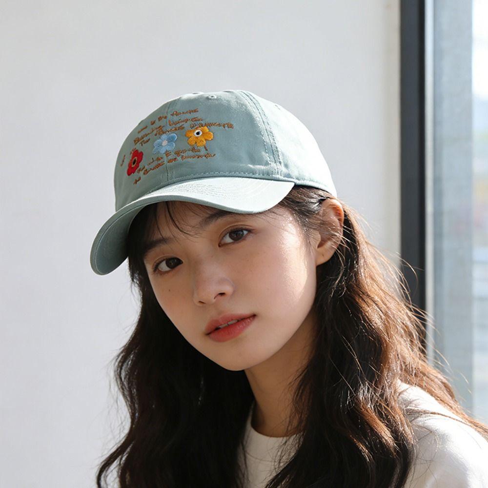 Flower Embroidery Baseball Cap Multicolor Sunshade Hat Fashion Sports Hat  Casual Outdoor