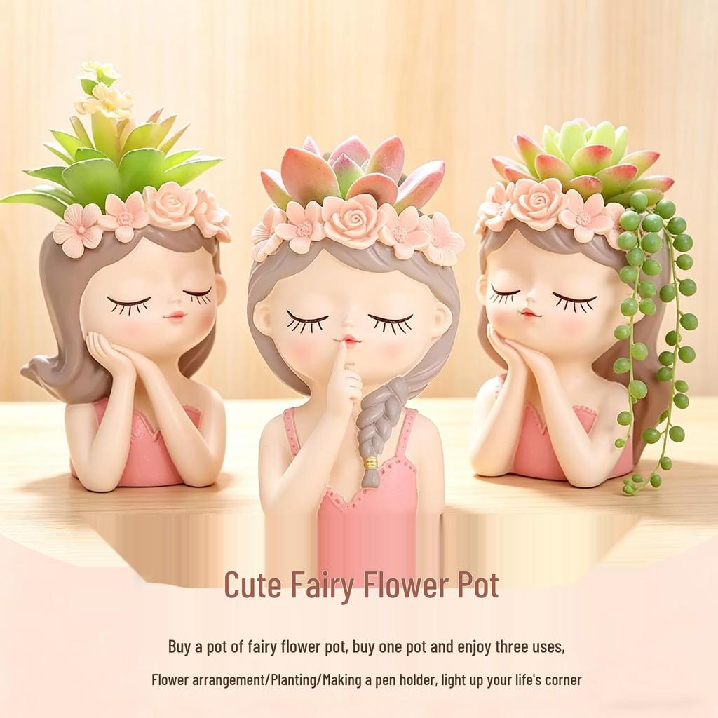 Creative Fairy Girl Succulent Flower Pot Silicone Desk Ornament