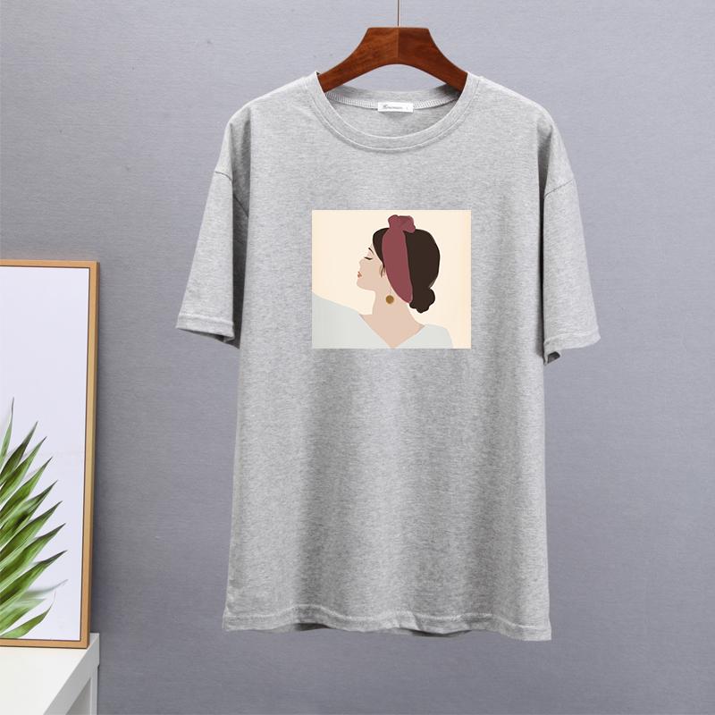 Hirsionsan Vintage Printed T Shirt Women Summer Chic Tees 100% Cotton Elegant Jumper Clothes Oversized Casual Pullover Top