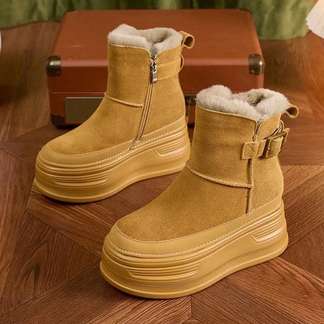 2024 New Women's Thick-soled Heightened Snow Boots Winter Selling Plush Warm Women's Casual Slip-on Fashion Boots Walking Boots