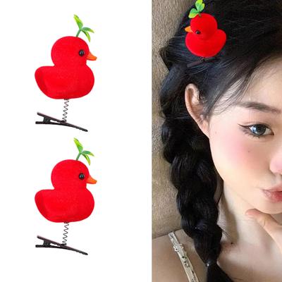 Children Hairpins Hair Clip Duck Shape for Kid Stage Wear Adorkable Sprout 2000s Girls Headdress Red