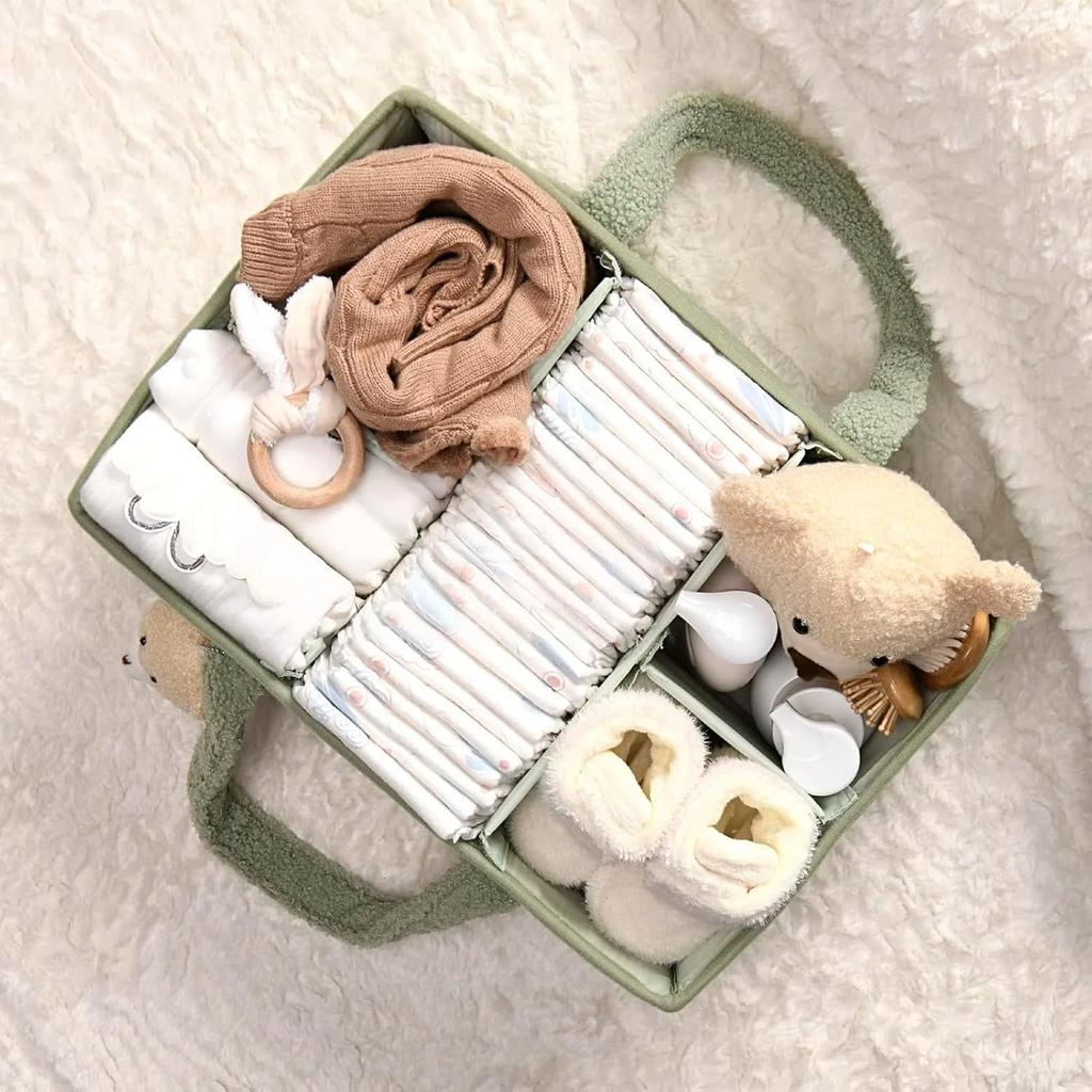 Baby Storage Basket, Portable Baby Storage Basket, Baby Feather Storage, Removable Compartment, Perfect For Newborn Essentials, Storage And Layer