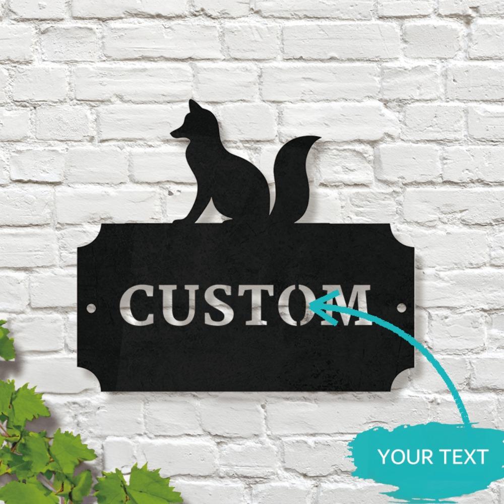 Metal Address Sign Fox Design House Number Plaque Outdoor Door Decor Custom