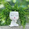 Face Planter Pots Cactus Succulent Planter Resin Closed Eyes  Face Flower Pot With Drainage Hole For Indoor Outdoor
