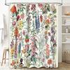 Botanical Flower Shower Curtain Vintage Floral Pattern Bathroom Decor Nature Art Washable Fabric Backdrop