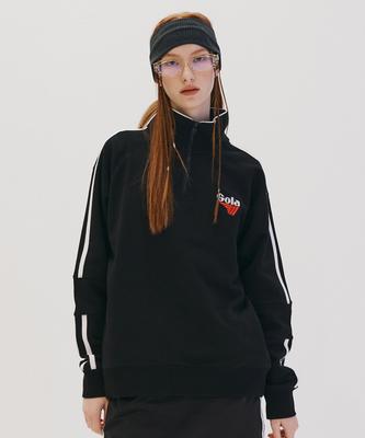 Track Half Zip-Up Sweatshirts [Black]