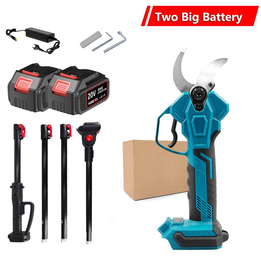 Brushless Cordless Electric Scissors Extension Pole Pruner Pruning Shears Efficient Fruit Tree Bonsai Pruning Branche Cutter Blue