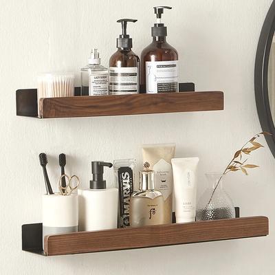 Bathroom Shelf Organizer Shower Storage Rack Solid Wood Corner Shelves Wall Mounted Toilet Shampoo Holder Kitchen Shelf Racks