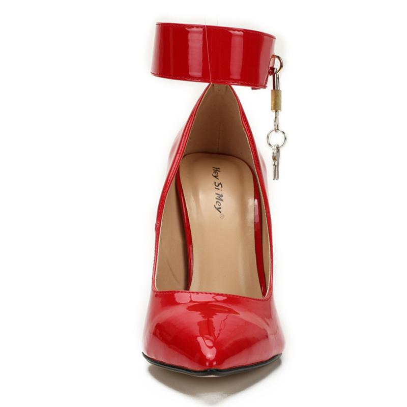 Sexy lodičky na vysokém podpatku Žena Móda Pásek na kotníku Klíč Dec Luxusní Designér Špičaté Černé Červené Dámské Boty na Stiletto Podpatku