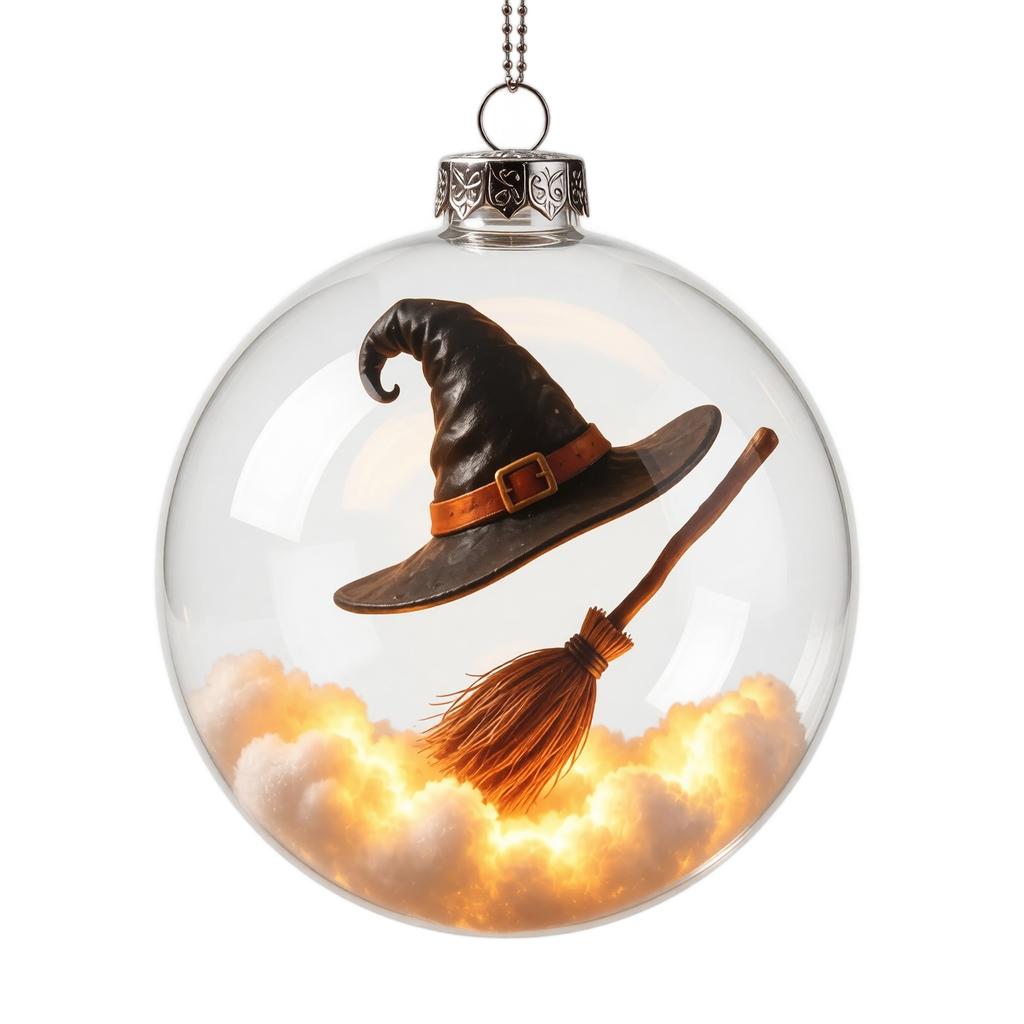 Glowing Transparent Plastic Halloween Hanging Ball Ornament with Horror Scene for Home and Party Decor