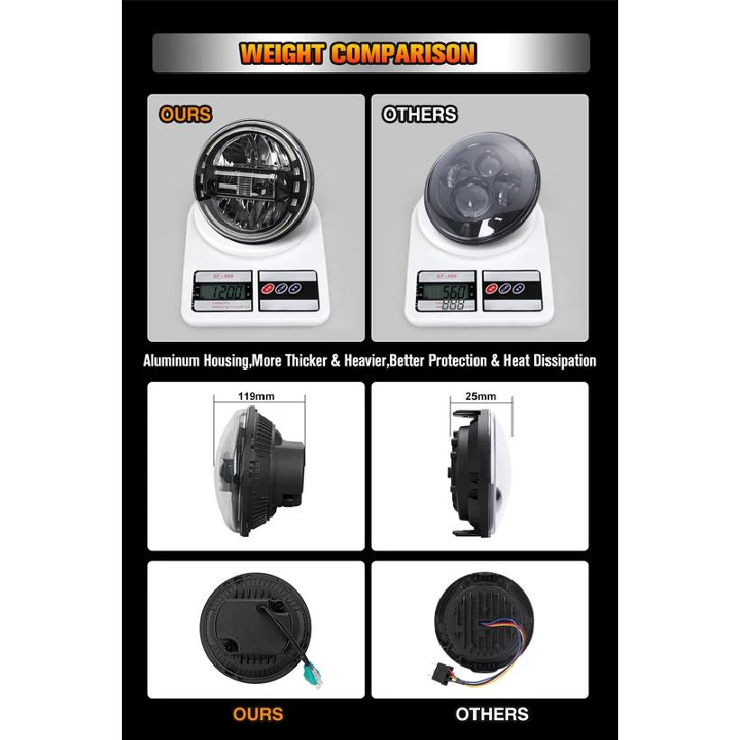 Universal 5.75/7 Inch 90W Motorcycle Led Headlight Projector For Harley Touring Softail Heritage Street Glide Road King Headlamp