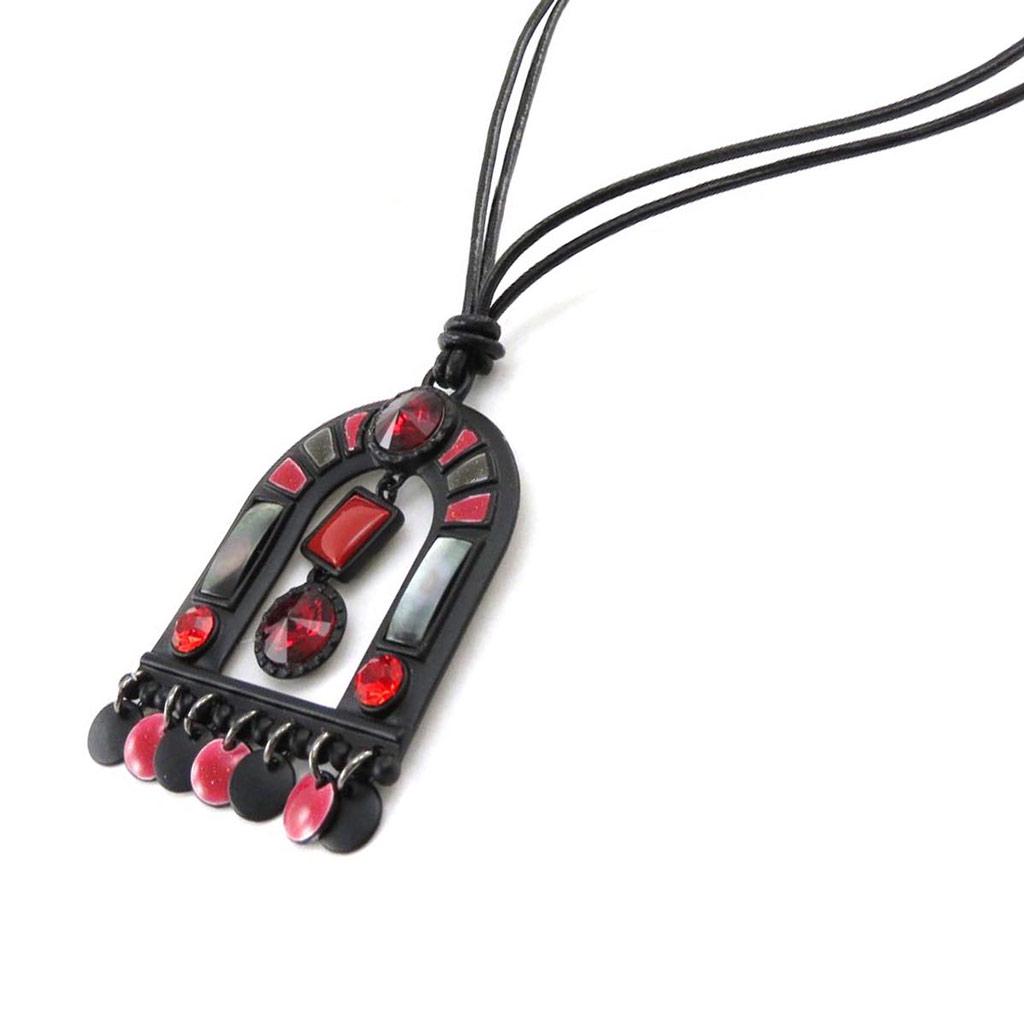 Les Trésors De Lily [J2805] - Designer Necklace 'Anamaya' Red Black