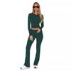 2024 Euro-American Women's Fashion Long Sleeve Pullover & Slim Fit Flared Pants Set