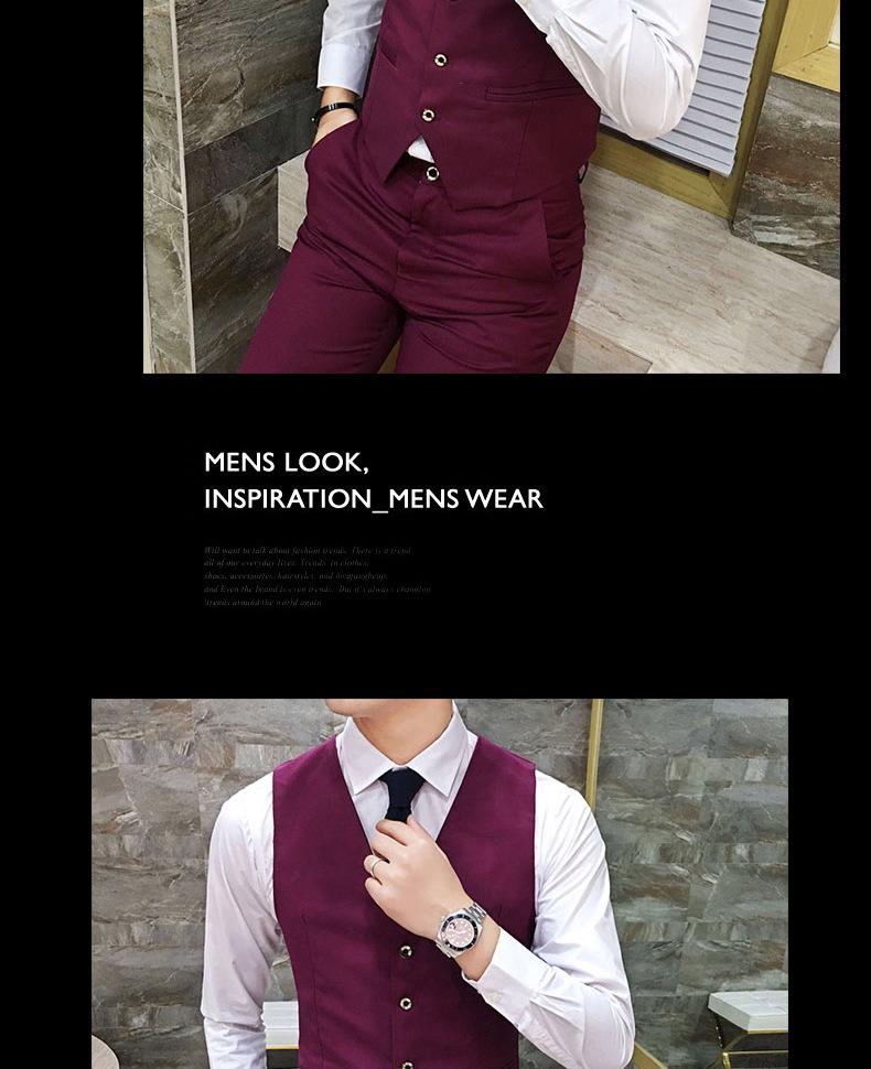 2025 Men's Korean Style Slim Fit Vest, 6 Colors, Groomsman V-Neck, Single-Breasted, Sizes S-6XL