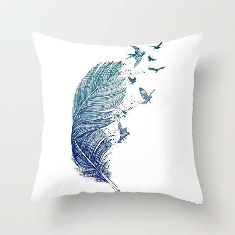 Home Decor Colorful Feather Patterns Pillowcase for Home Pattern Cushion Cover Suitable for Sofa Bedroom Car Pillow Cover