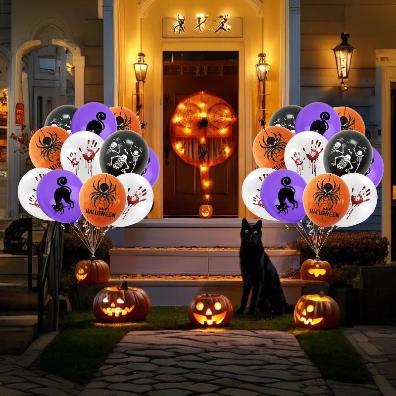 Halloween Party Balloons Decorations Black Orange Scary Latex Balloon For Birthday Baby Shower Themed Party Supplies Kids Gifts