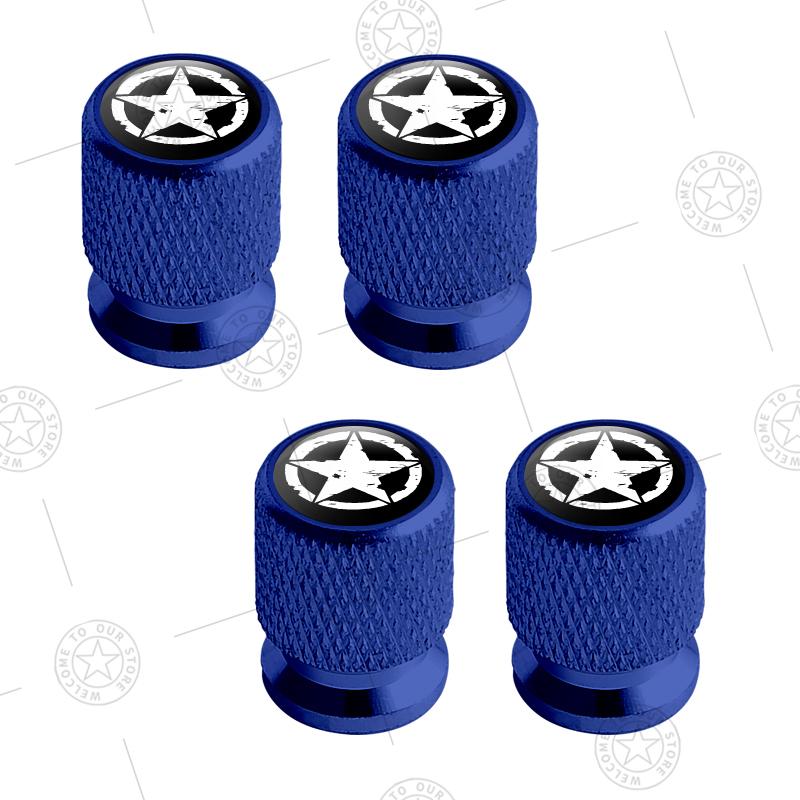 4pcs Five-Pointed Star Logo Car Wheel Tire Valve Caps Air Stem Aluminum Accessories For Jeep Wrangler Sahara Cherokee Ford F150 AMR1