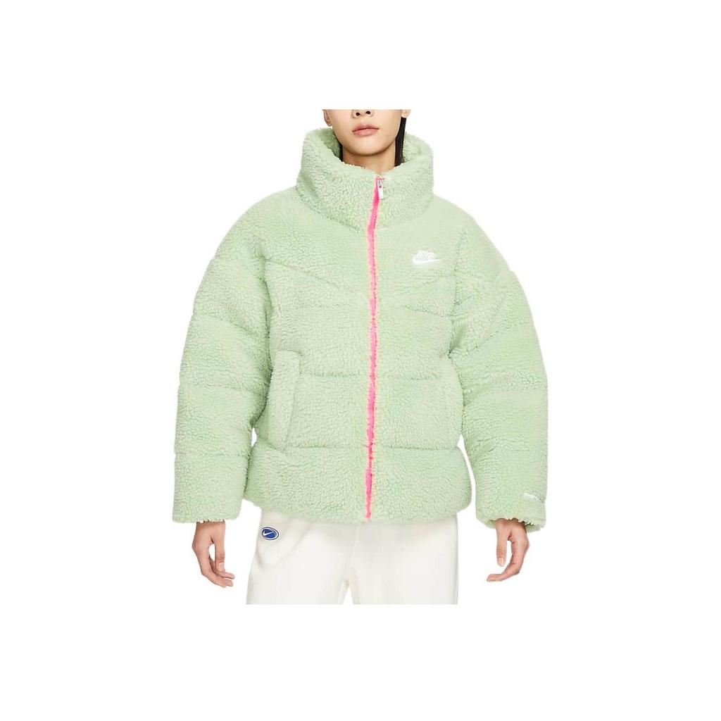 Nike Logo Embroidered Pattern Stand Collar Zipper Warm Jacket Women Jackets Green DV6676-343