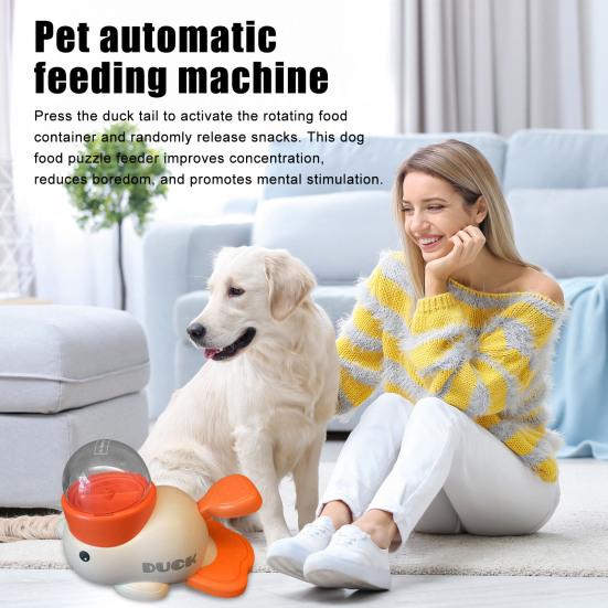 2-in-1 Interactive Dog Slow Feeder Duck Shaped Puzzle Food Dispensing Toy Puppy IQ Training Entertainment Toy for Small To Large Dogs