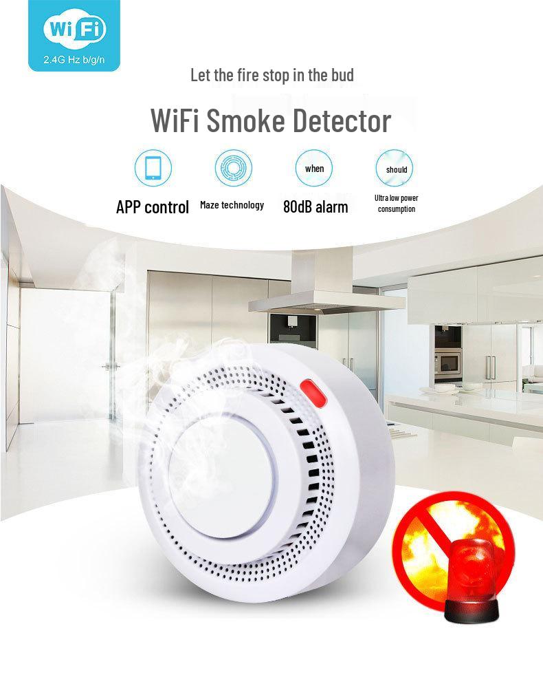 Graffiti Smart WiFi Smoke Detector - Wireless Fire Sensor with Remote Access