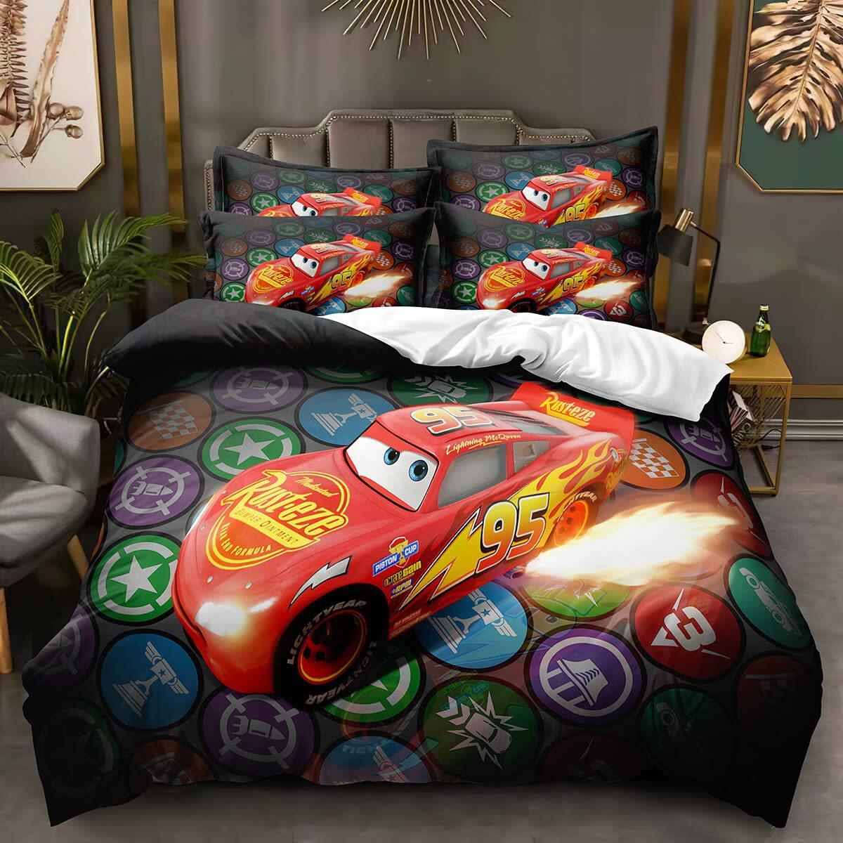 

Дитяча постільна білизна з мультяшним принтом Блискавки, трипредметний комплект підковдри Germany 135 * 200