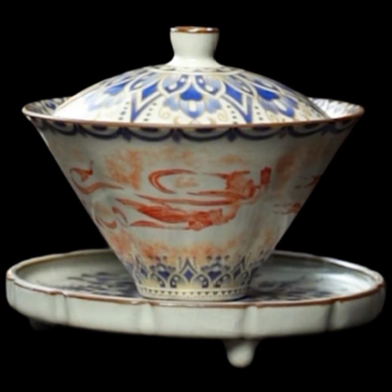 Dunhuang Flying Apsara Ru Kiln Ceramic Gaiwan Tea Set