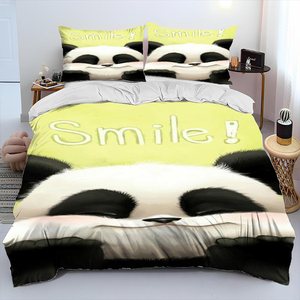 Panda Quilt Cover 2 Piece Set, Microfiber Quilt Cover Bedding Sets With Pillowcases For Kids Adult Comforter Cover Double