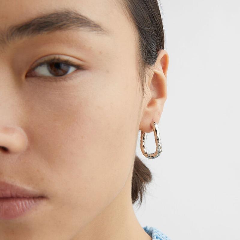 Fashion Personality Simple Brass Plated 18K Real Gold Irregular Section U-Shaped Ear Buckle Earrings Niche Earrings Women