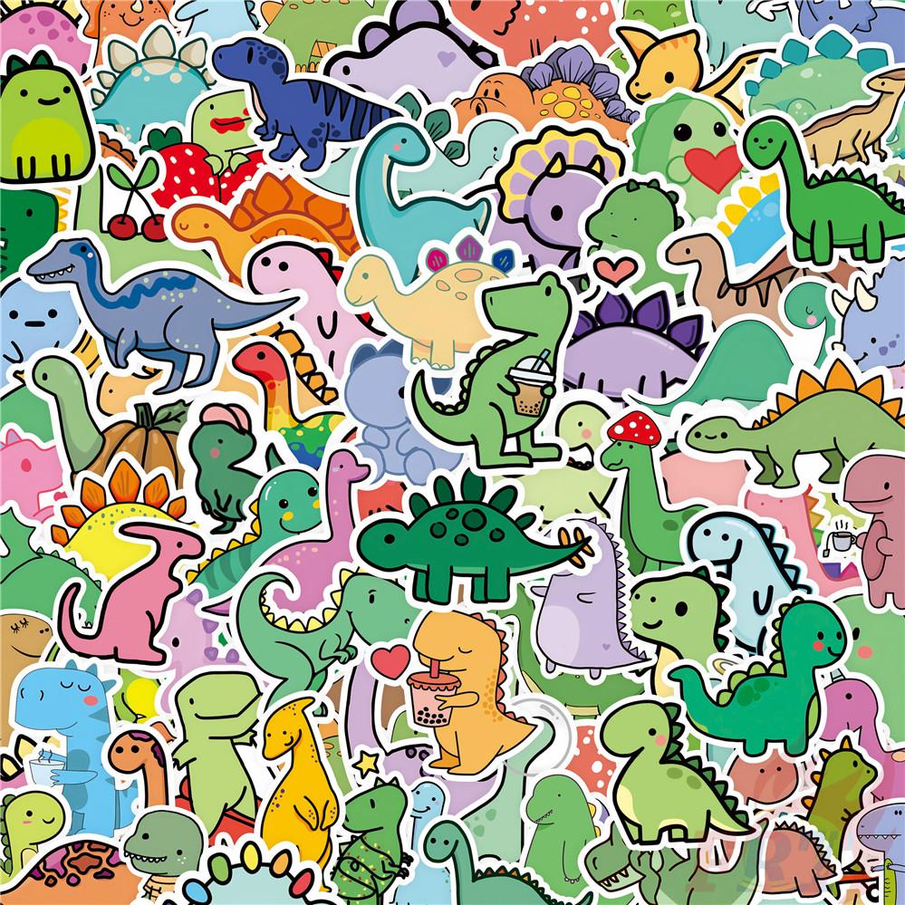 100Pcs/Set Q Baby Funny Dinosaur Series 01 Stickers DIY Scrapbooks Album Decor Decals Stickers