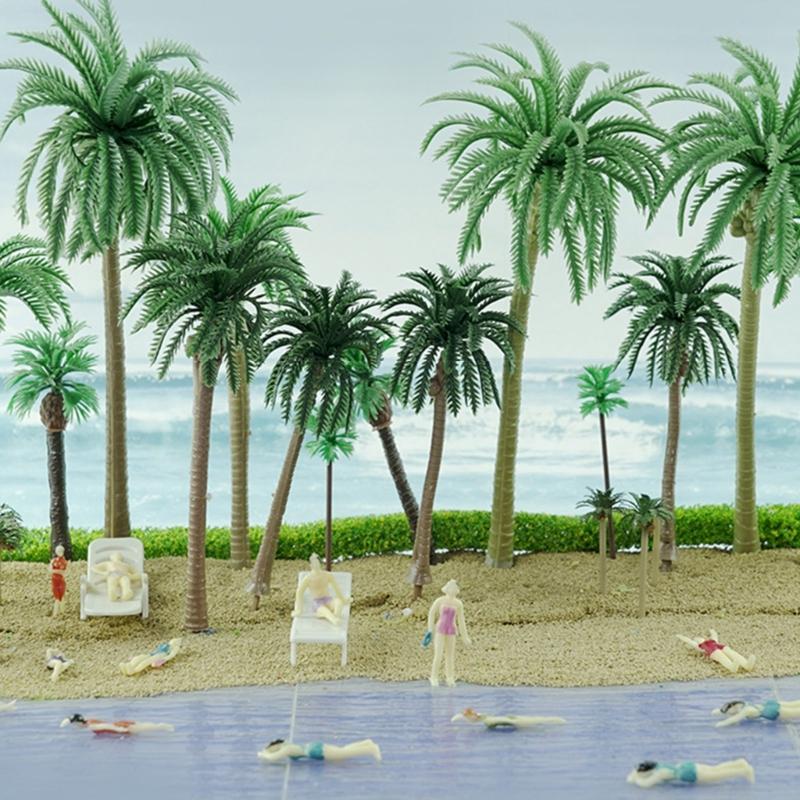 20Pcs Architectural Sandbox Decors Plastic Coconuts Palms Tree Miniature Figurine Scenery Landscape Design Accessories