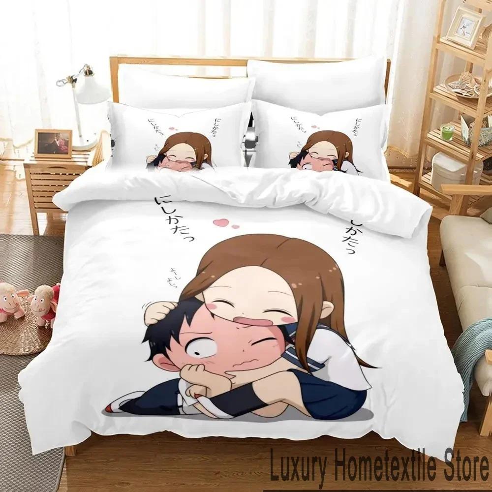 Anime Teasing Master Takagi-san Bedding Set 3D Duvet Cover Bed Set Quilt Cover Pillowcase Comforter King Queen Size Boys Adult