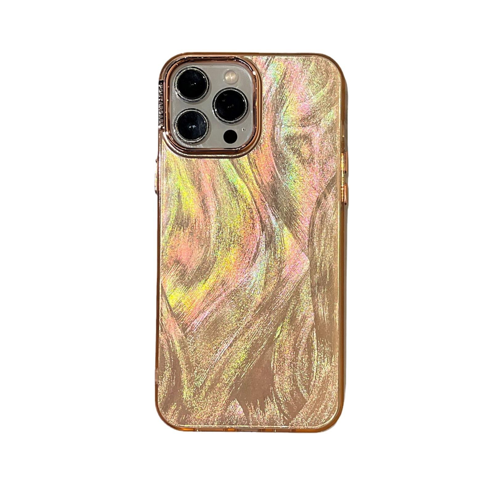 

Гальваническое покрытие Пряжа перо с большими отверстиями Подходит для чехла для мобильного телефона IPhone15PROMAX Apple 14 Двусторонний IMD Простой защитный чехол iPhone 11