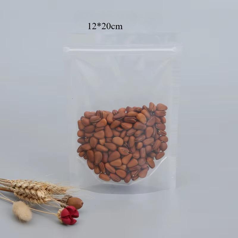 10PCS Transparent Plastic Ziplock Bag Standable Nut Grain Tea Leaf Moistureproof Waterproof Seal Bag Kitchen Storage Refill Bag