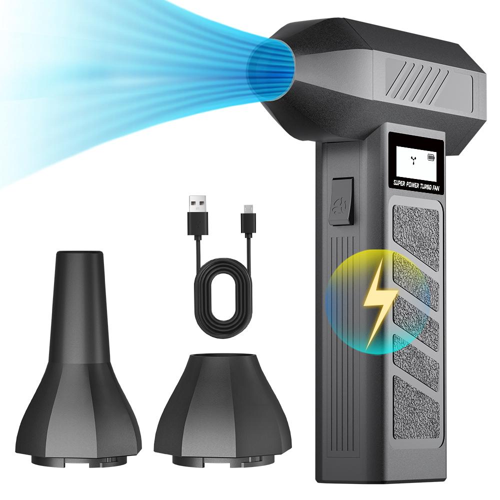Turbo Jet Fan Gears Adjustable Car Blowing Snow Portable Type C Charger Electric Air Duster Car Accessories Cleaning Blower Tool