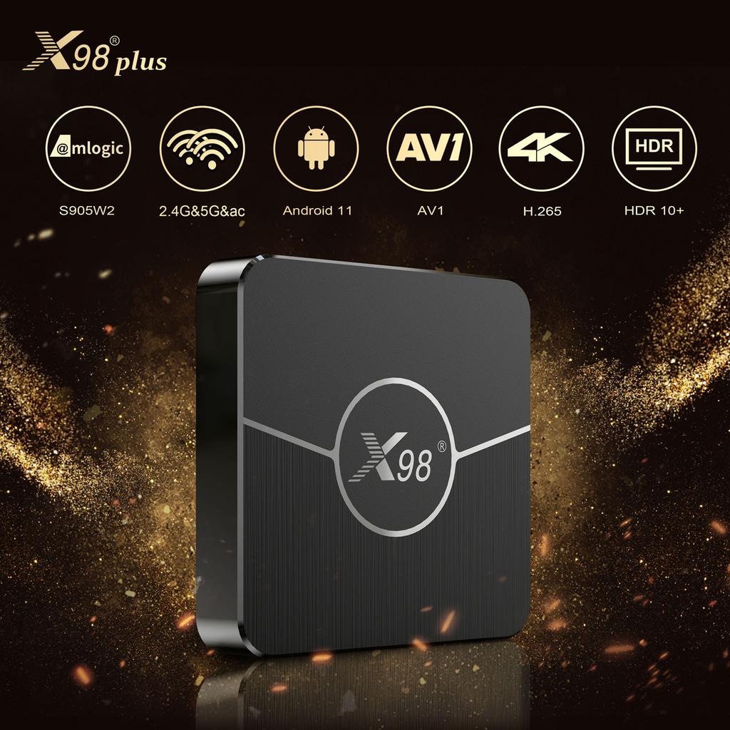 X98 Plus Android 11.0 Smart TV Box Amlogic S905W2 UHD 4K Media Player 2.4G/5G Dualband WiFi BT AV1