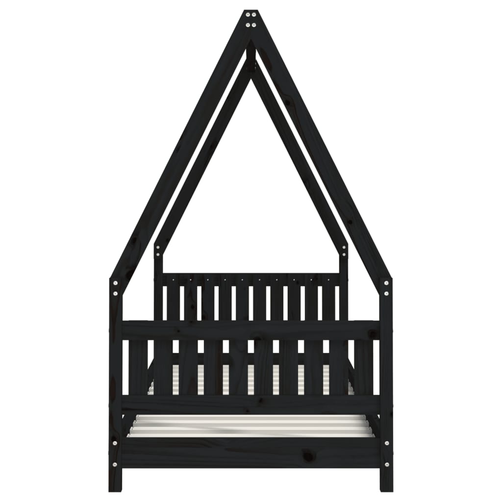 Kids Bed Black 80x200 cm Solid Pine Wood