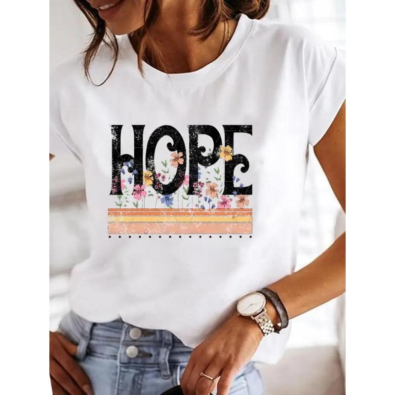 Short Sleeve Crew Neck Relax Print T-Shirt, Casual Women's Clothing for Spring & Summer