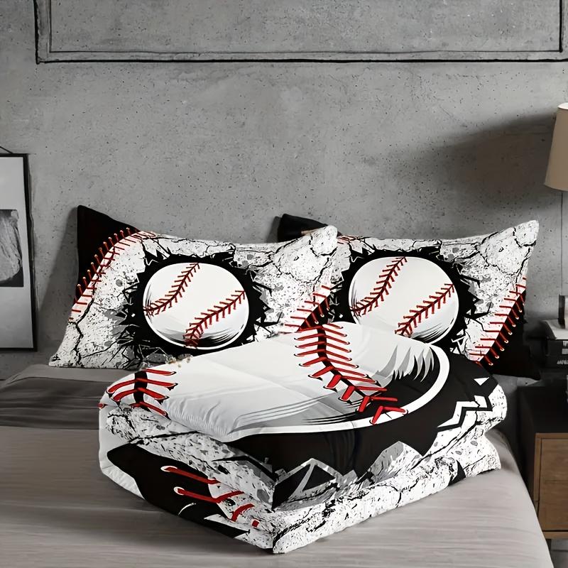 Pościel z motywem baseballowym 3D Zestaw 2-3 częściowy (Brak rdzenia) Nadaje się do Sypialni Zestaw Poszew na Kołdrę Prezent Wystrój Domu Tekstylia Sport