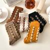 5 Pairs  Autumn and Winter Women Applique Flower Vintage Mid-tube Warm Socks Thick Anti-slip Soft High Elasticity Sock