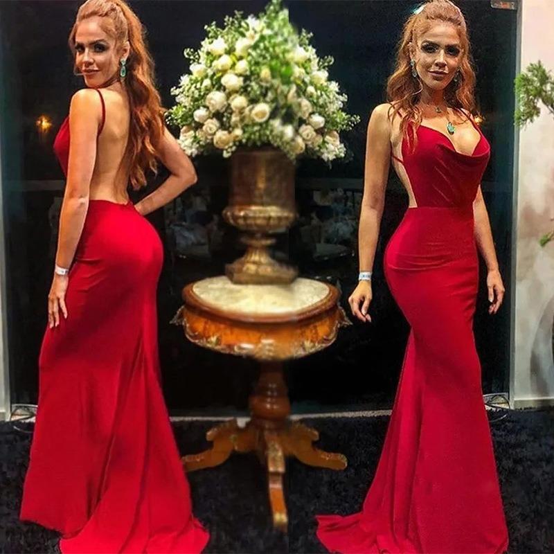 New women s suspender dress fashionable and sexy backless dress fishtail dress S