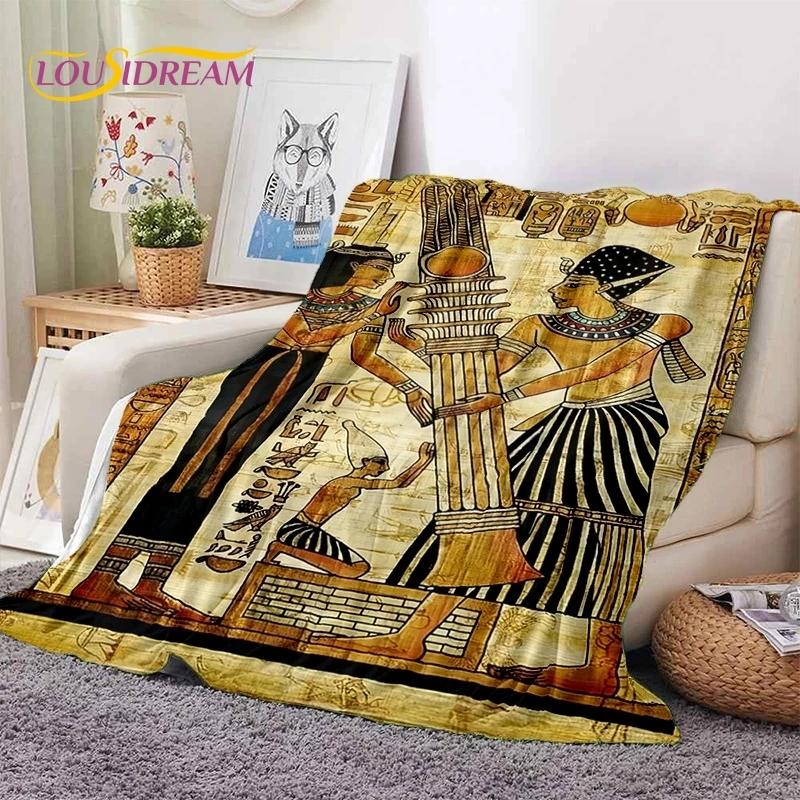 3D Pharaoh Hieroglyphic Egyptian Mythology Soft Blankets,Keep Warm Throw Blanket Comfortable for Picnic Beds Sofa Home Bedroom