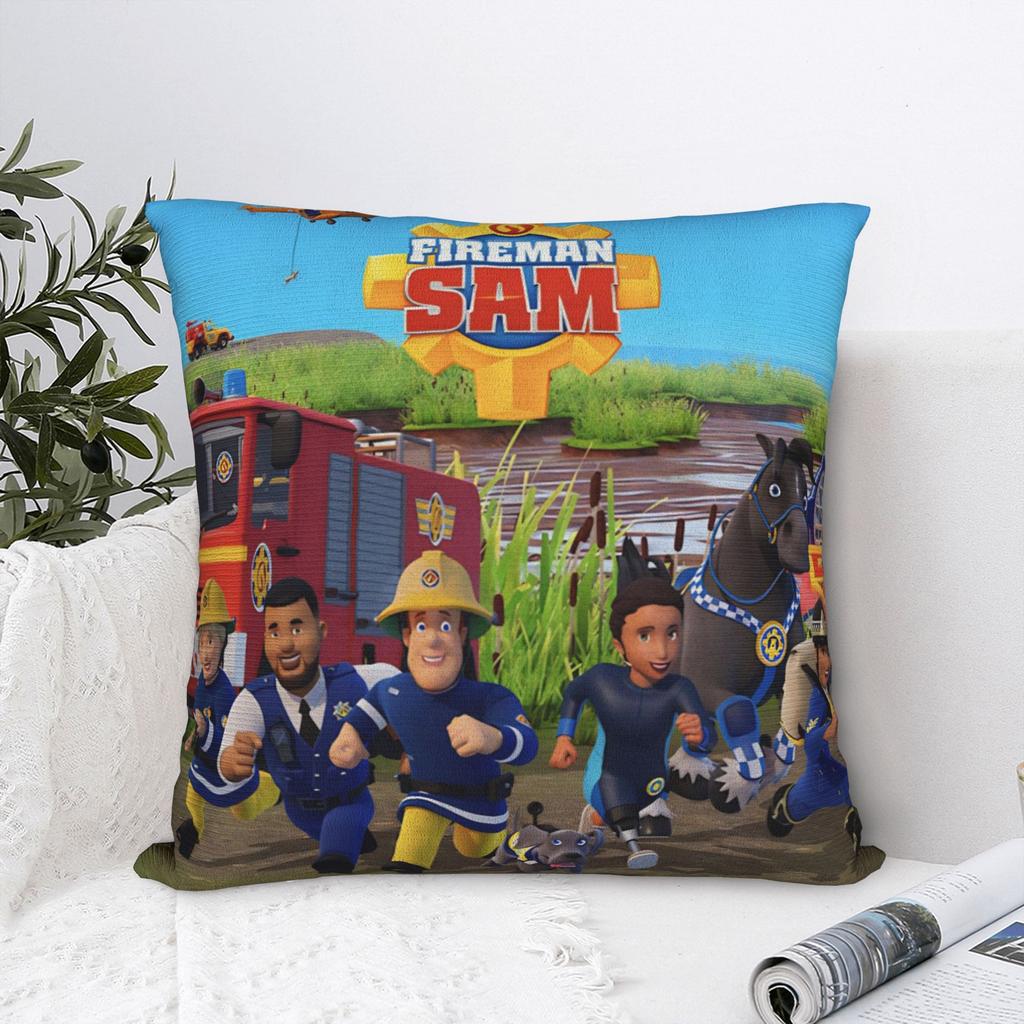 Fireman Sam Square Pillow Case Firefighters Cartoon Cushion Covers Awesome Zippered Decorative Pillowcase for Sofa 40*40cm
