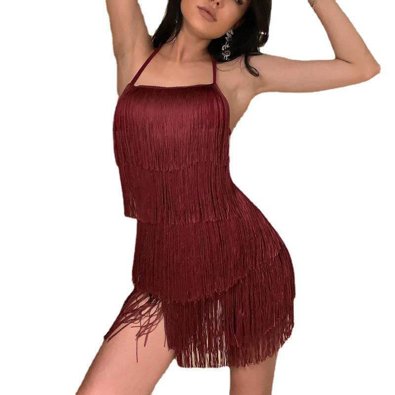 2024 Summer Halter Neck Tassel Skirt & Pants Set: Sexy Backless Design for Women