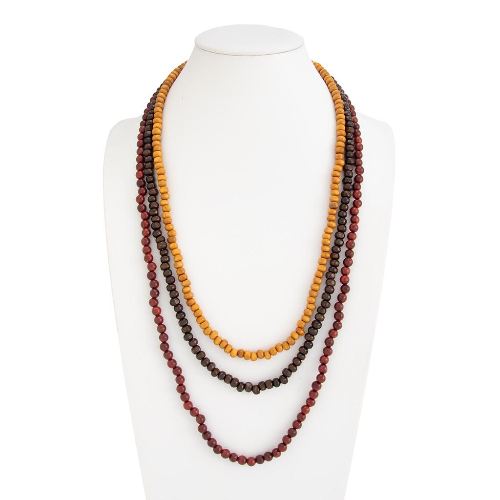 Ethnic Style Multi-Layer Stacked Wooden Bead Beaded Necklace, Exaggerated Waterfall-Shaped Long Multi-Layer Sweater Chain
